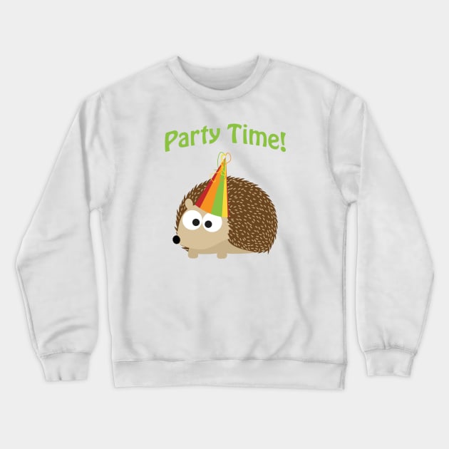 Cute Party Time Hedgehog Crewneck Sweatshirt by Hedgie Designs